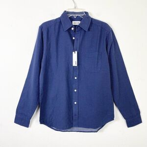 Taylor Stitch The California in White Jacquard Dot Navy Button Up Shirt Sz S/38